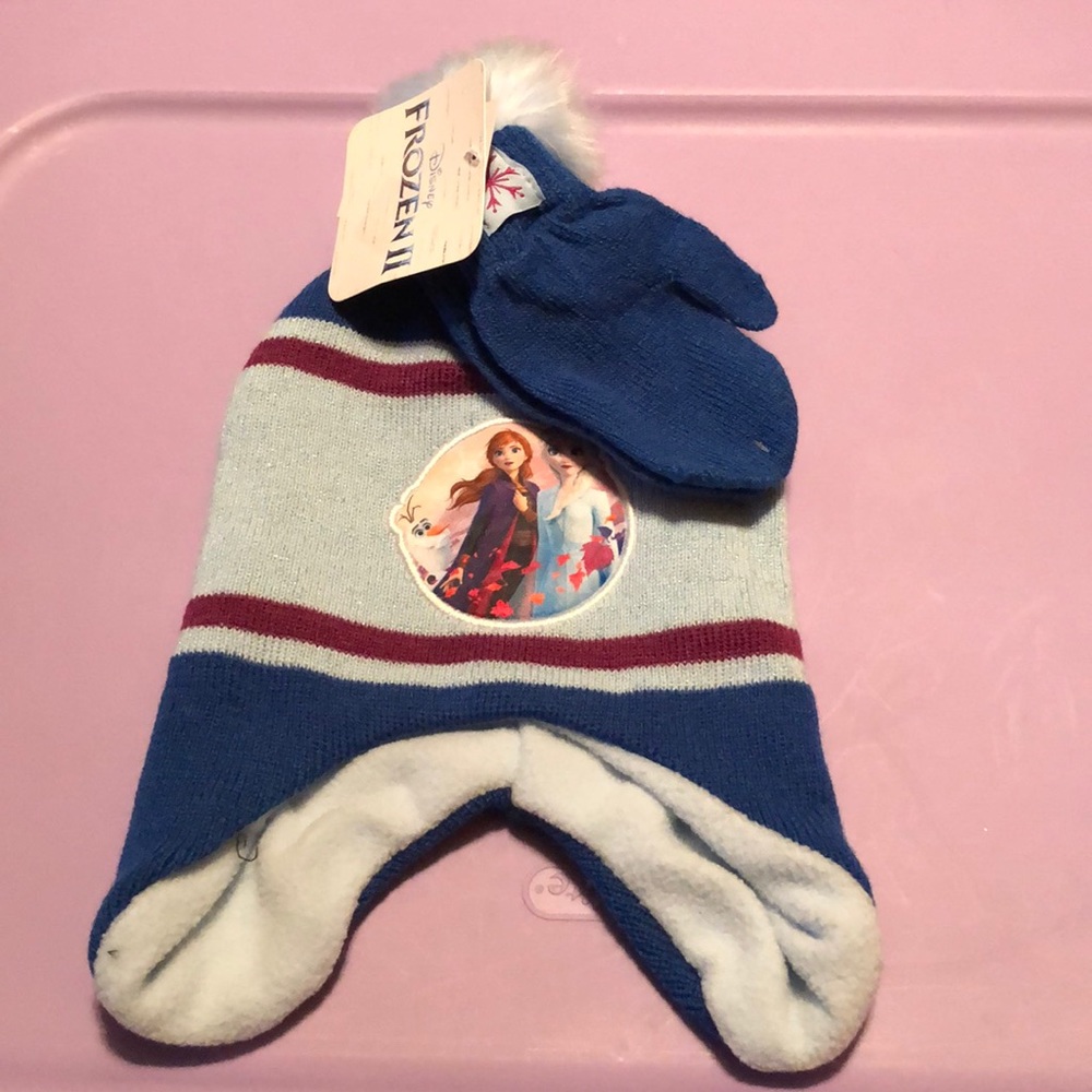 NWT Girls Disney Frozen Hat & Gloves Set. Toddler